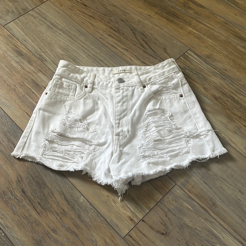 Pacsun High Rise Festival White Denim Shorts